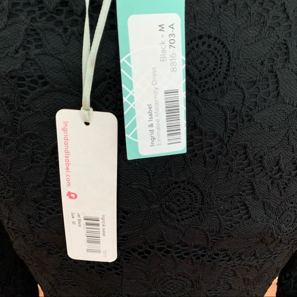 Ingrid & Isabel maternity long sleeve black lace straight fit dress medium size - Picture 6 of 8